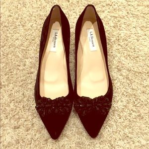 L.K. Bennett velvet kitten heel pump